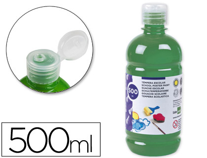 Témpera líquida Liderpapel escolar 500ml. verde oscuro